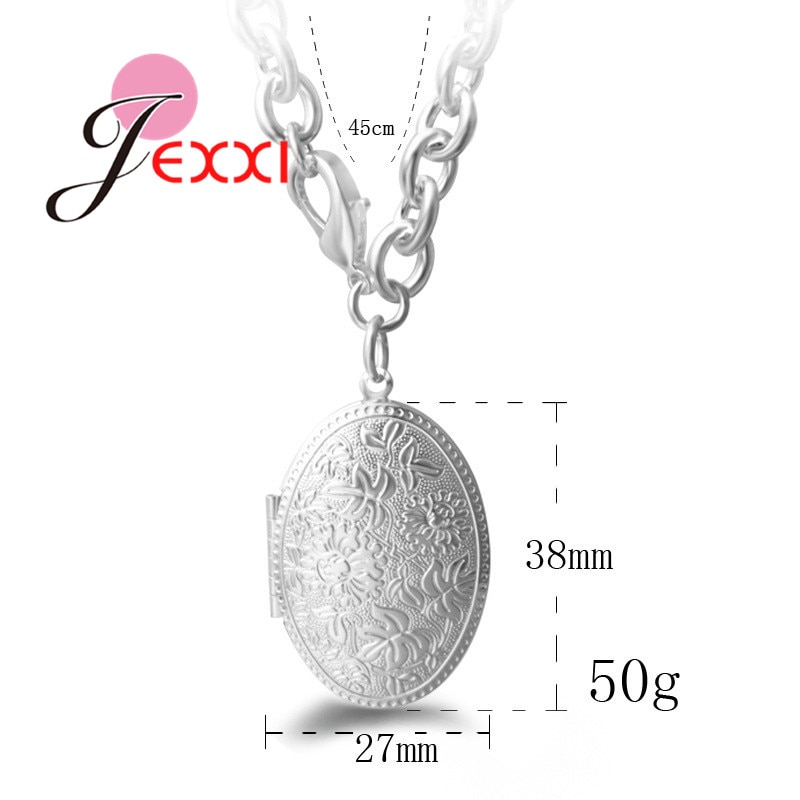 Vintage Frauen Leuchtende Halskette Foto Halter Box Anhänger 925 Sterling Silber Kette Halsketten