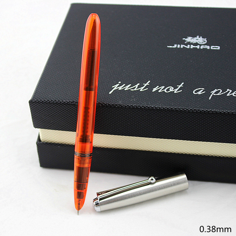 Vintage artistic Fountain pen Steel metal cap 0.38mm extra fine pens Jinhao 51A Stationery Office school supplies A6994: R / 0.8MM