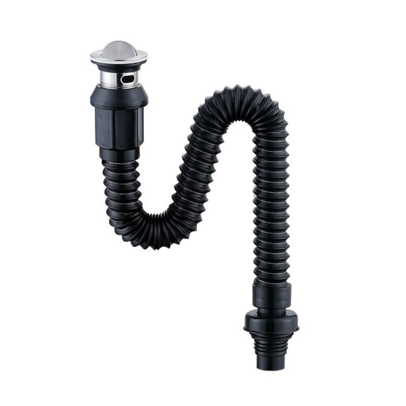 1pc Glue-free Stainless Steel Drain Pipe Set Plumbing Hose Kitchen Flexible Retractable Insect-proof Sink Basin Drain Pipes