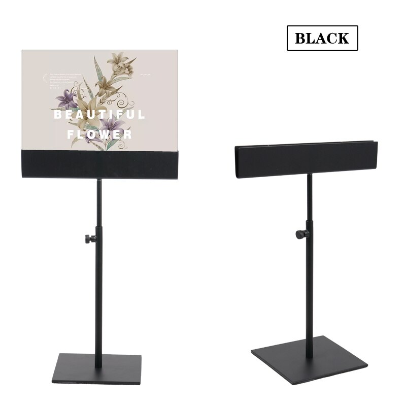 Adjustable Menu Display Stand Kt Board Double-sided Display Holder for A4 Pop Poster Modern Desktop Hb34: Black