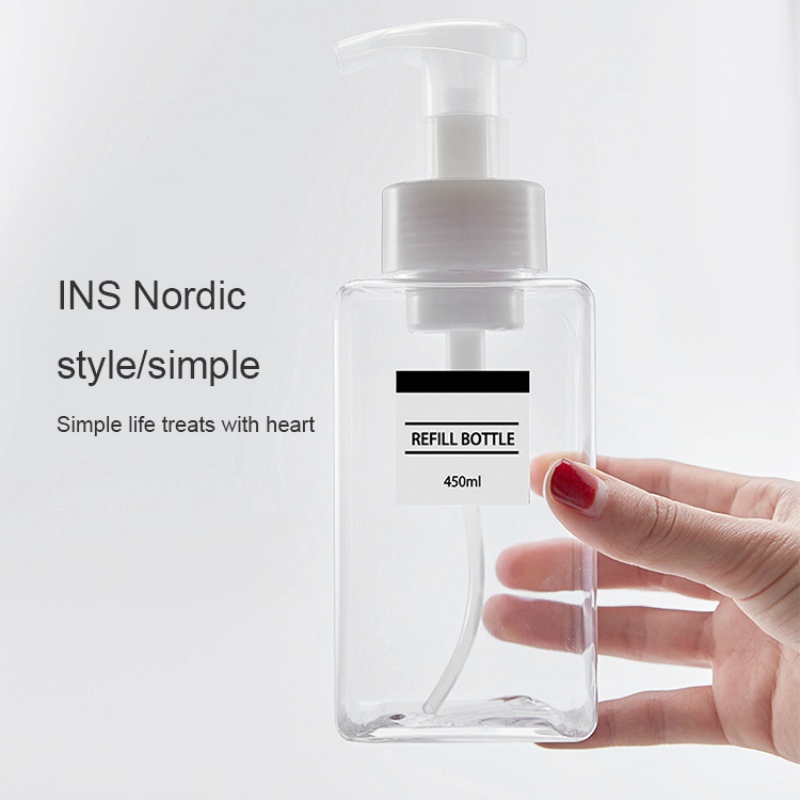 1Pcs Draagbare Schuim Fles Lege Clear Pomp Fles Lotion Shampoo Zeepdispenser Douchegel Hervulbare Flessen 250Ml 450ml