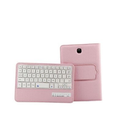 Clavier pour Samsung Galaxy Tab A 8.0 pouces SM-P200 Cas Litchi Modèle En Cuir Bluetooth Clavier pour Samsung Tab A: pink