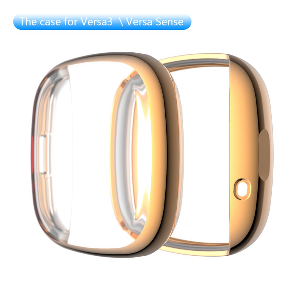 Blødt tpu etui til fitbit versa 3 / fitbit sense vandtæt ur skal cover skærmbeskytter til fitbit versa 3 fuld cover cover: Rose guld / Fitbit fornuft