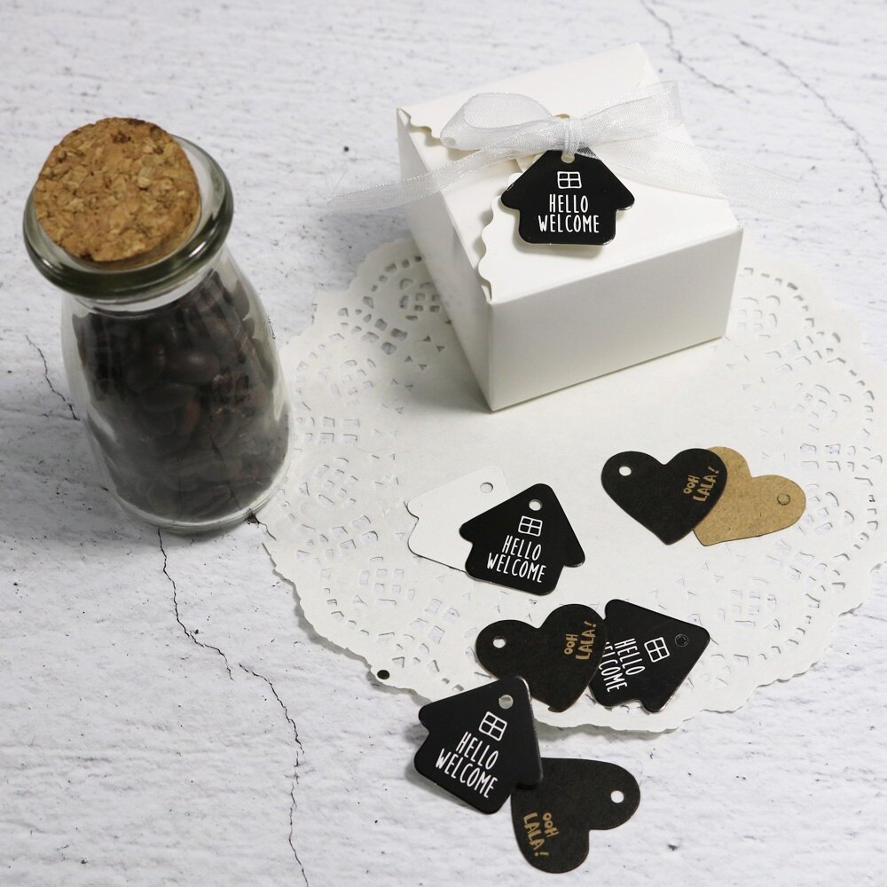 Étiquettes en papier Kraft en forme de Mini cœur, 100 pièces, décoration de fête de mariage, étiquettes de prix, cartes à suspendre