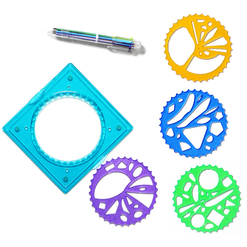Tegning legetøj spirograph enfant 22 stk. sammenkoblede gear og hjul tegning tilbehør pædagogisk børnelegetøj: 5 stk med farvepen