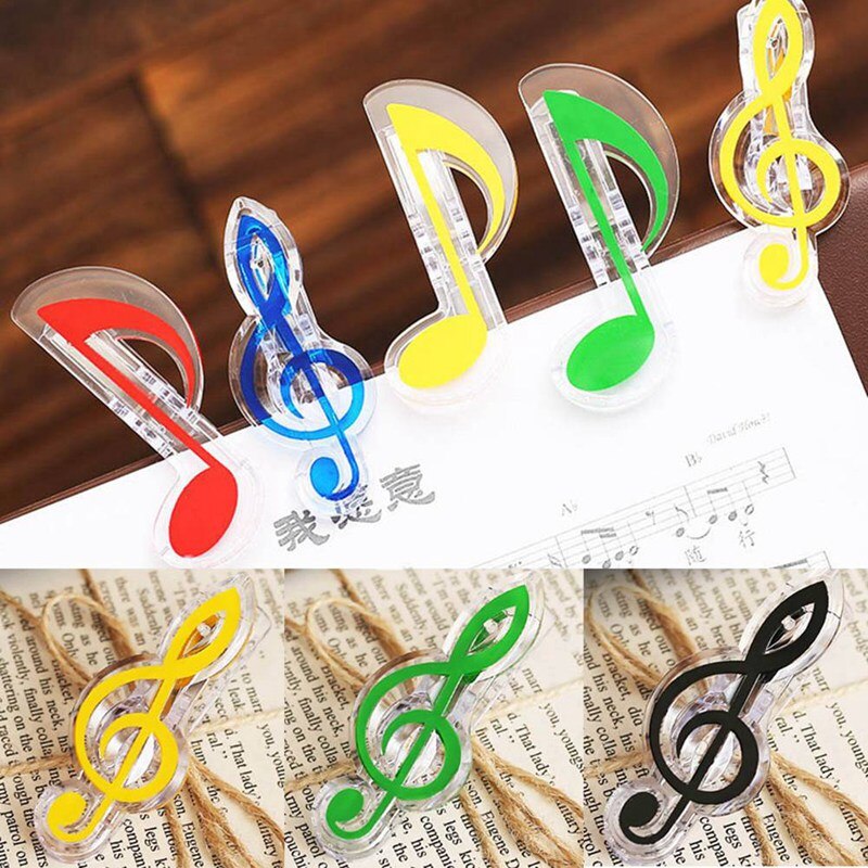 Clips musicales para notas Página de Libro Clips Kawaii, carpeta de papelería, Clip para fotos, notas de billetes, Clip de papel con letras, novedad