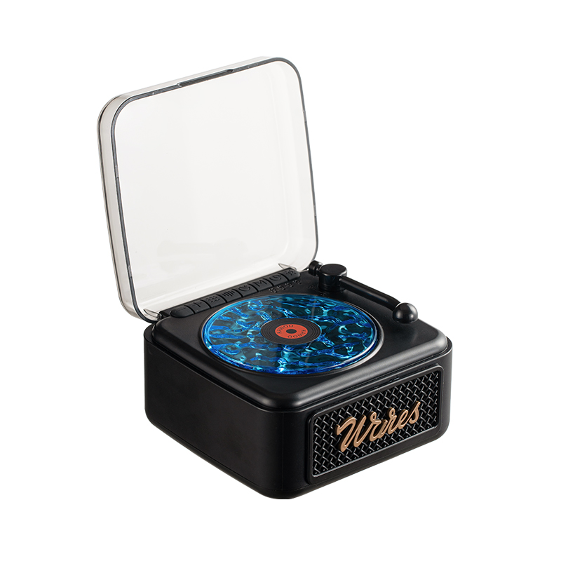 White Noise Bluetooth Speaker Mini Retro Portable Vintage Sleep Aid Bluetooth Speaker Subwoofer With RGB Light Support TF Card: black