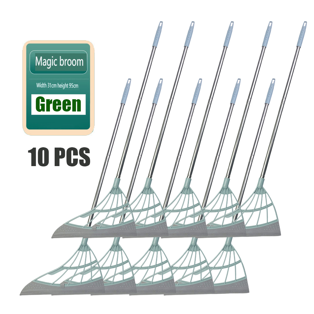 10 Stuks Magische Bezem Schoonmaken Badkamer Glas Eendelig Doekje Huishoudelijke Kleine Splicing Bezem Telescopische Reiniging: groen