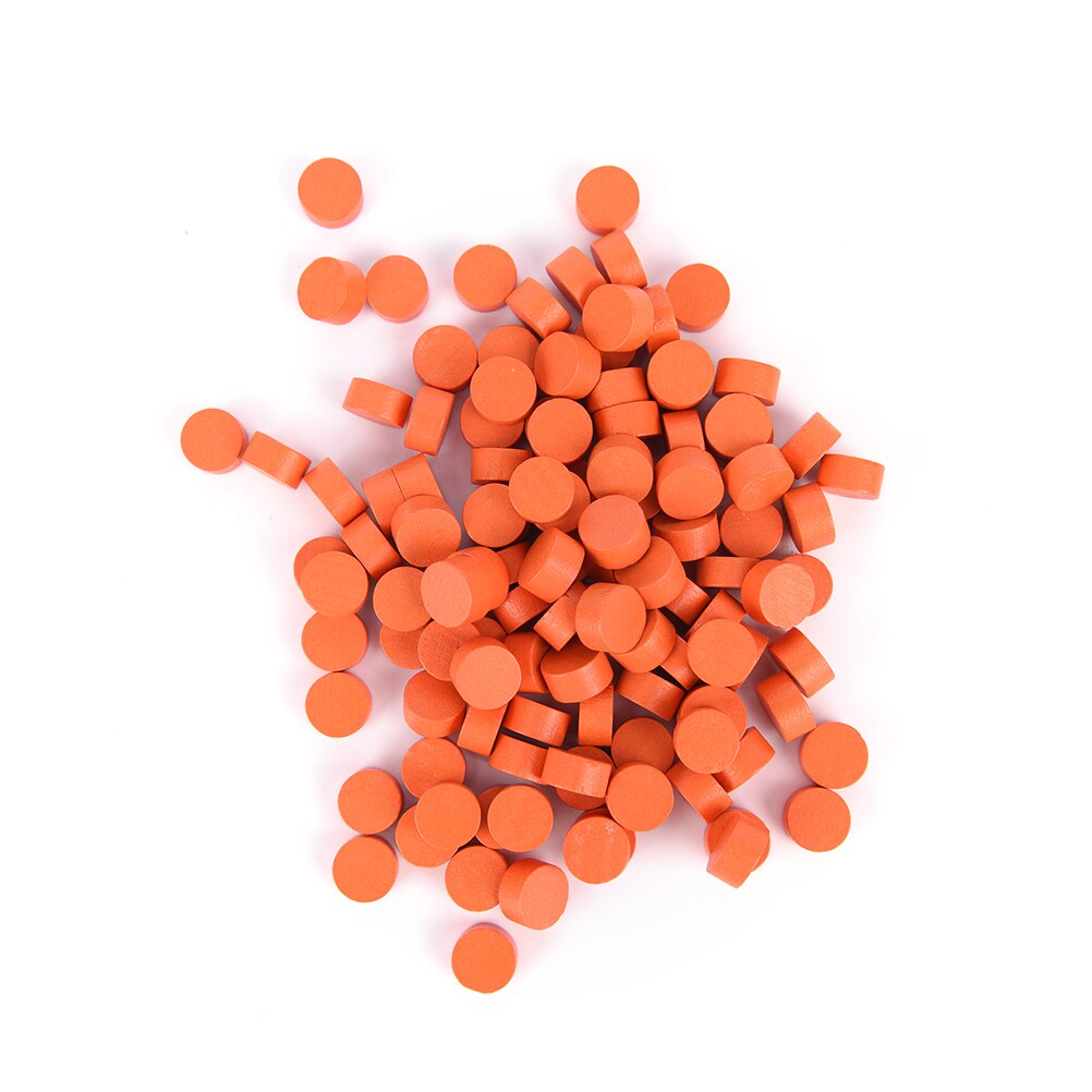100 st diameter 10*5mm 8 färger bonde träspel bitar färgglada bonde / schack för brädspel / pedagogiska spel tillbehör: Orange