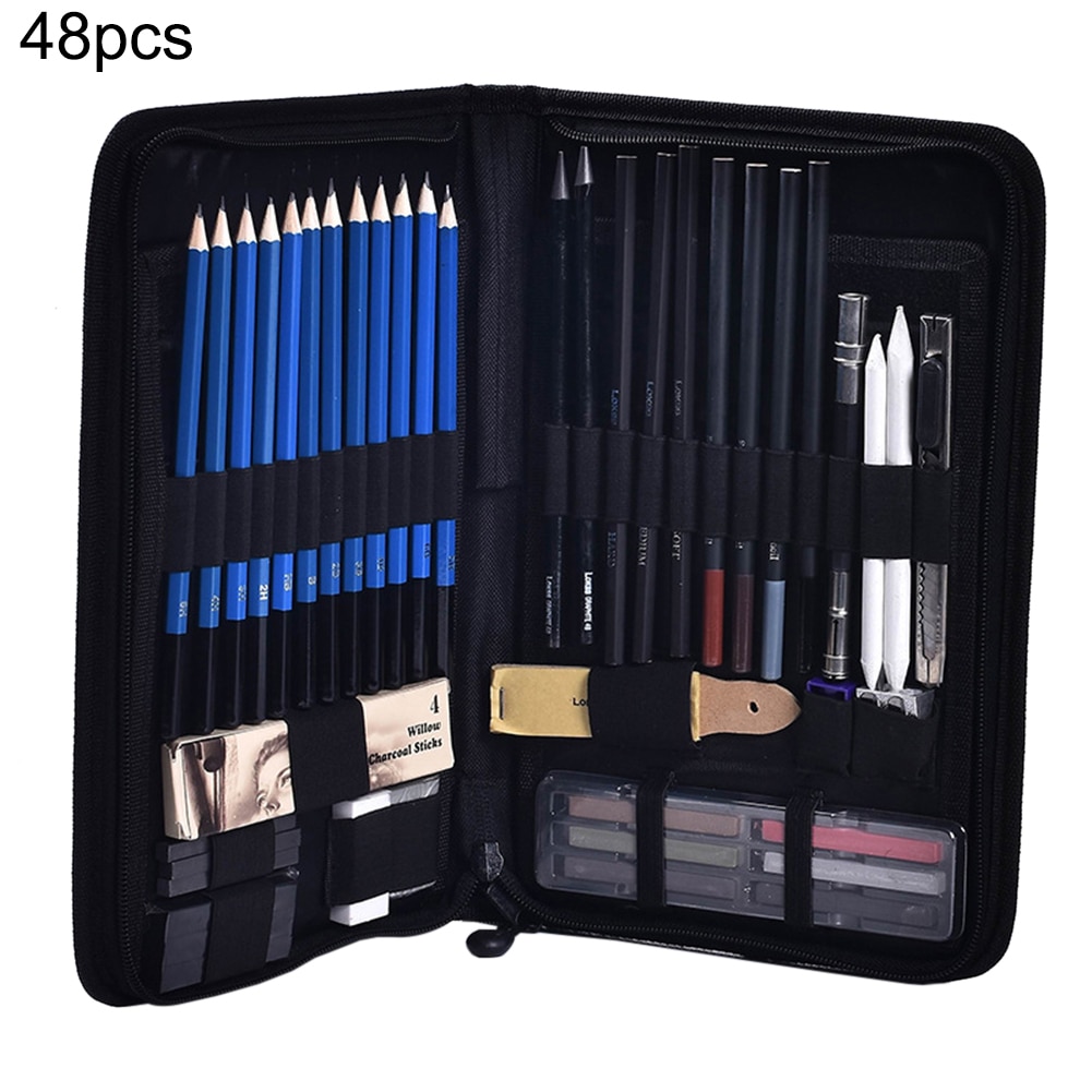 48pcs Sketching Drawing Pencils Kit with Carry Bagdrawing pieces pencil set office tools set Art Painting Pencil