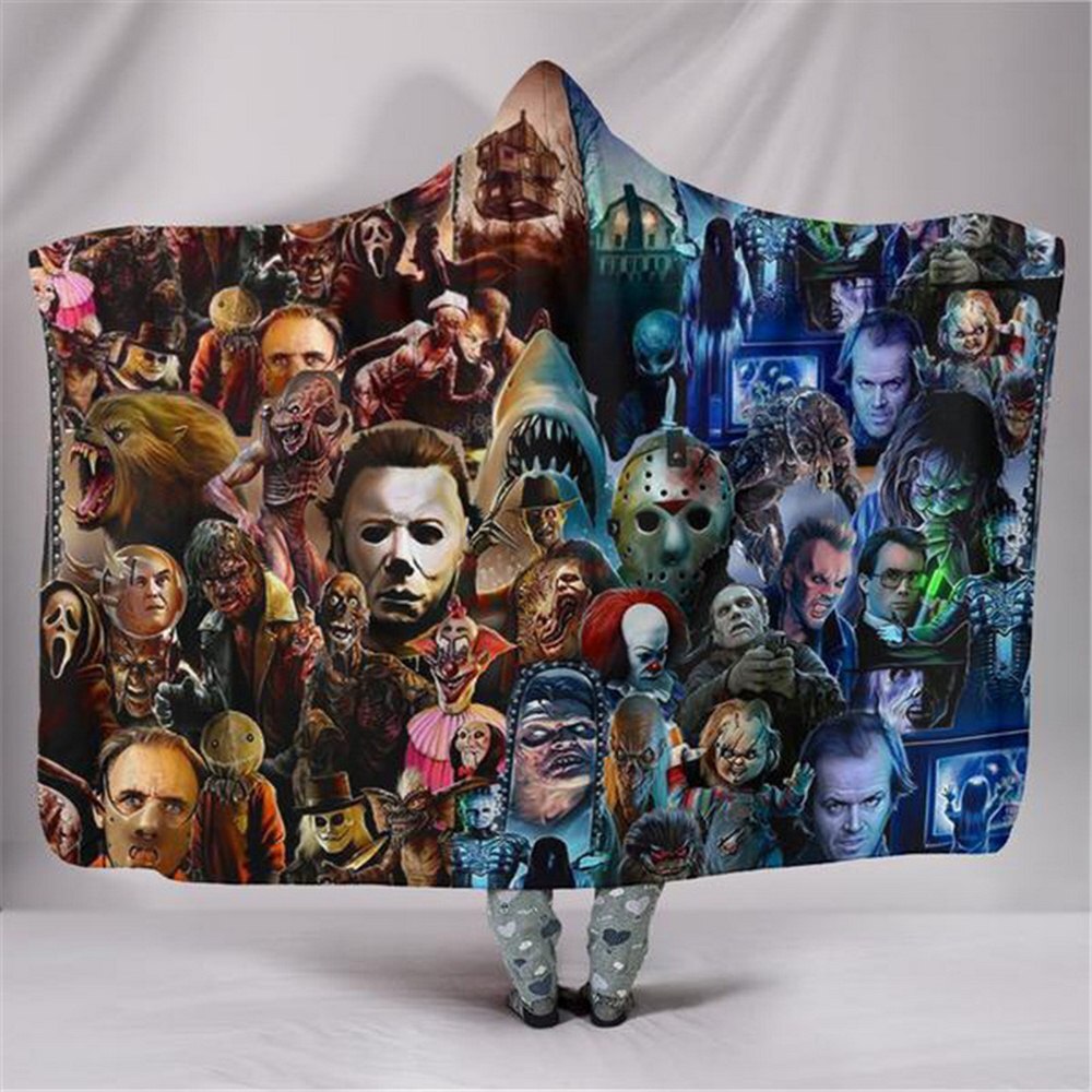 Halloween luva filt 130*150cm 150*200cm mjuk kristall sammet främre huva filt barn och vuxna multifunktionsfilt