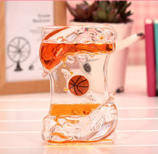 Valentine's Day dolphin Double Hourglass Liquid Timer oil dripping Timer Oil Liquid Motion Hourglass Floating Desk Decoration: orange