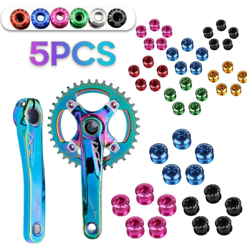 5PCS Single Chainring Bolts 7075 Aluminum Alloy M8 Crankset Single Chainwheel Bolts & Nuts Disc Screws For Road Bike MTB