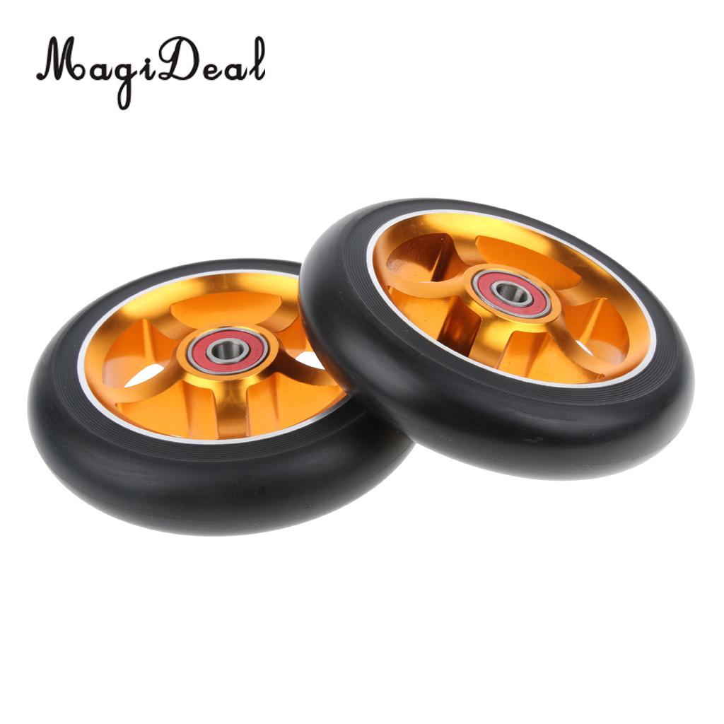 2-Pack 110mm Stunt Scooter Wheels With Standard Bearings: Gold 1 