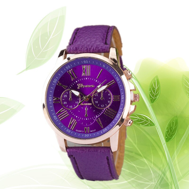 Drie-ogen horloge retro student koppel horloge mannen en vrouwen riem quartz trend horloge: Paars