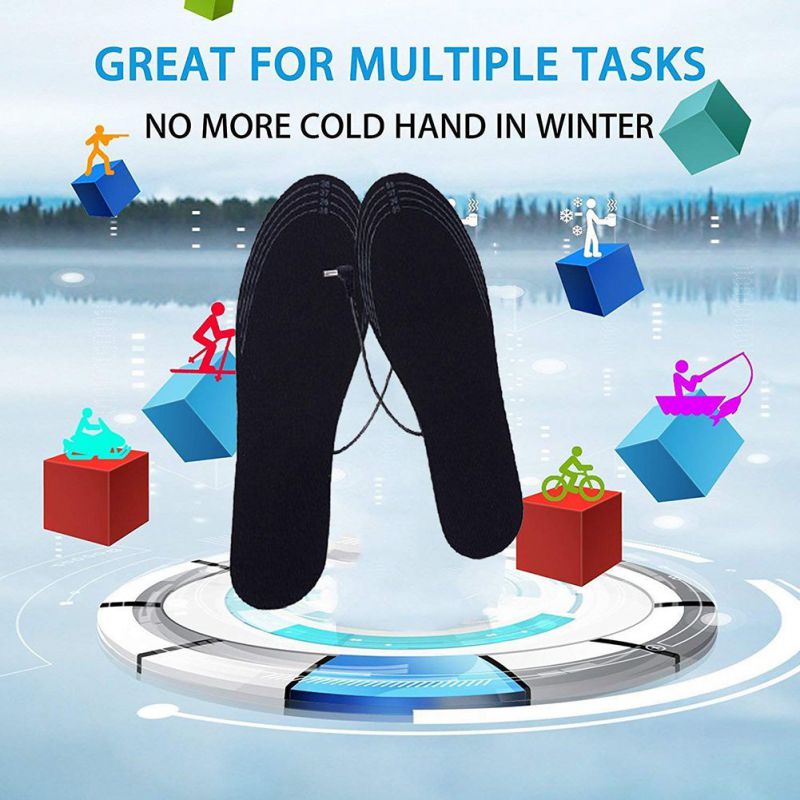 Unisex Ademend Cutable Usb Elektrische Verwarming Voet Inlegzolen Warme Winter Koolstofvezel Opladen Inlegzolen Deodorant