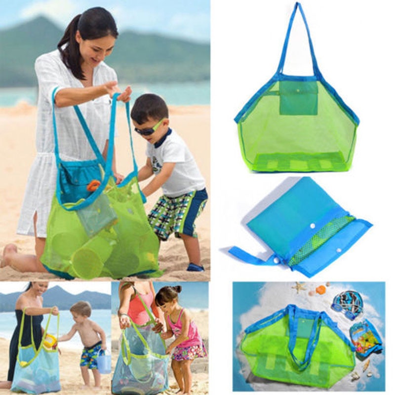 store mesh børn legetøj strand sand væk skulder opbevaring net tasker moderne – Grandado