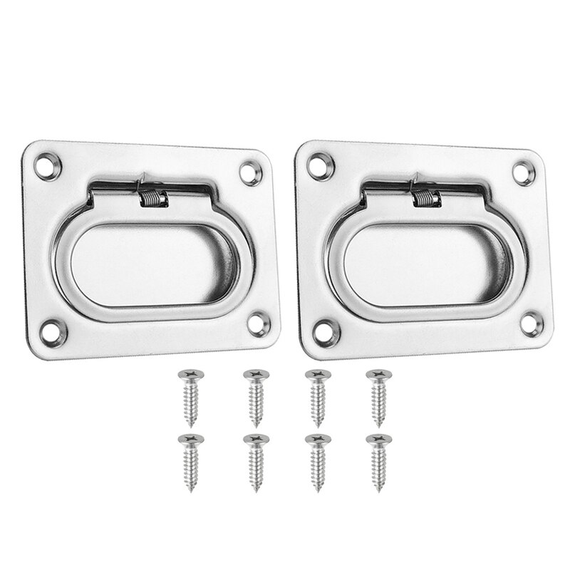 Rectangular Recessed Hatch Spring Loaded Lifting Ring for Powerboat and Sailboat Decks Recessed Pull Ring
