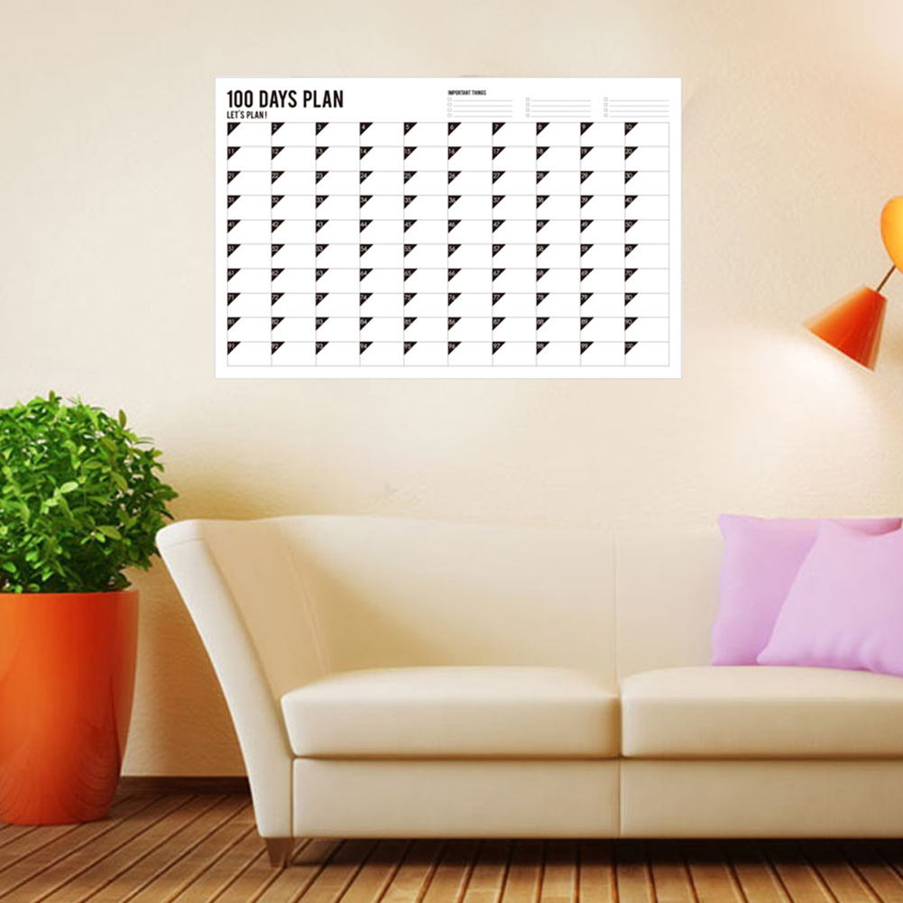 100 Day Monthly Calendar Planner Memo Organiser Annual Schedule Plan Sticker Wall Planner 70x45cm Calendar Planers
