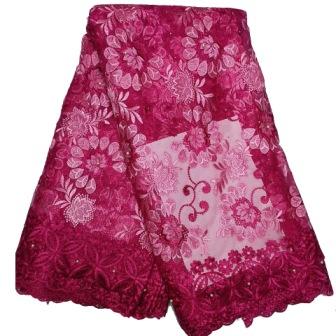 Afrikanska spetsblommor mönster 125 cm bredd tyg för kläder och säljs av 5 yard: Fuchsia