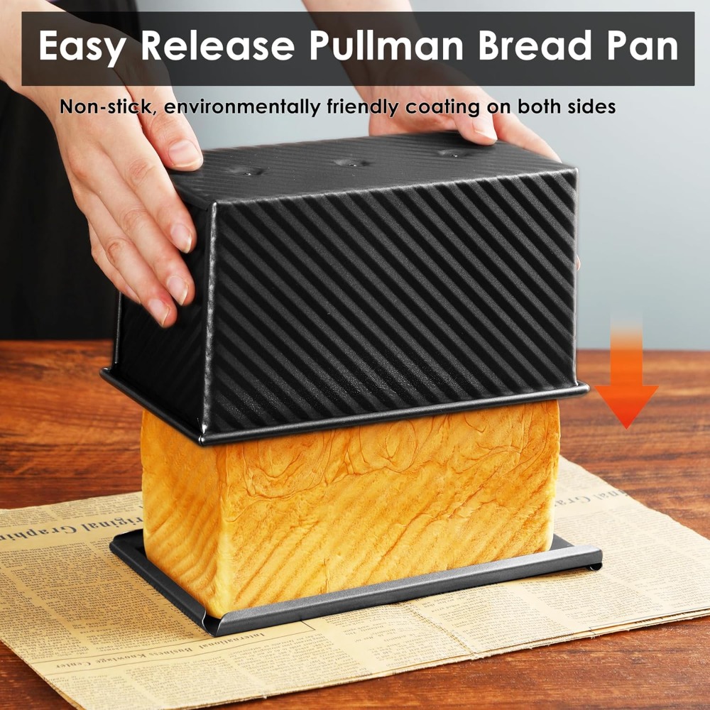 450g Premium Broodvorm met Deksel Non-stick Koolstofstaal DIY Brood Toastvorm met Deegschraper Professionele Bakkerij Bakvorm