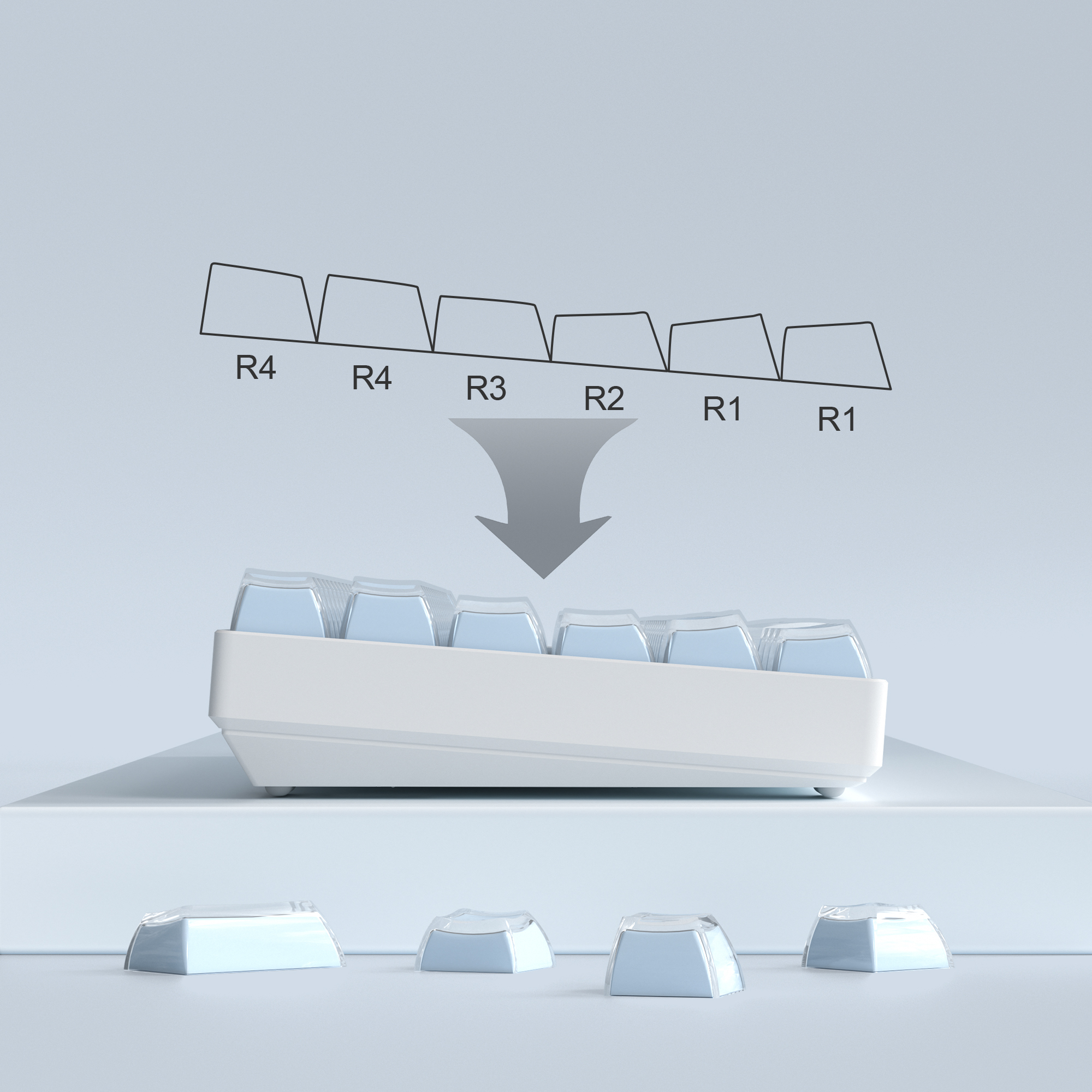 113 tasti blu gelatina superiore Stampa Profilo OEM Keycap Cristallo di ghiaccio Traslucido chiave cap per ciliegia MX 61 68 104 Tastiera meccanica