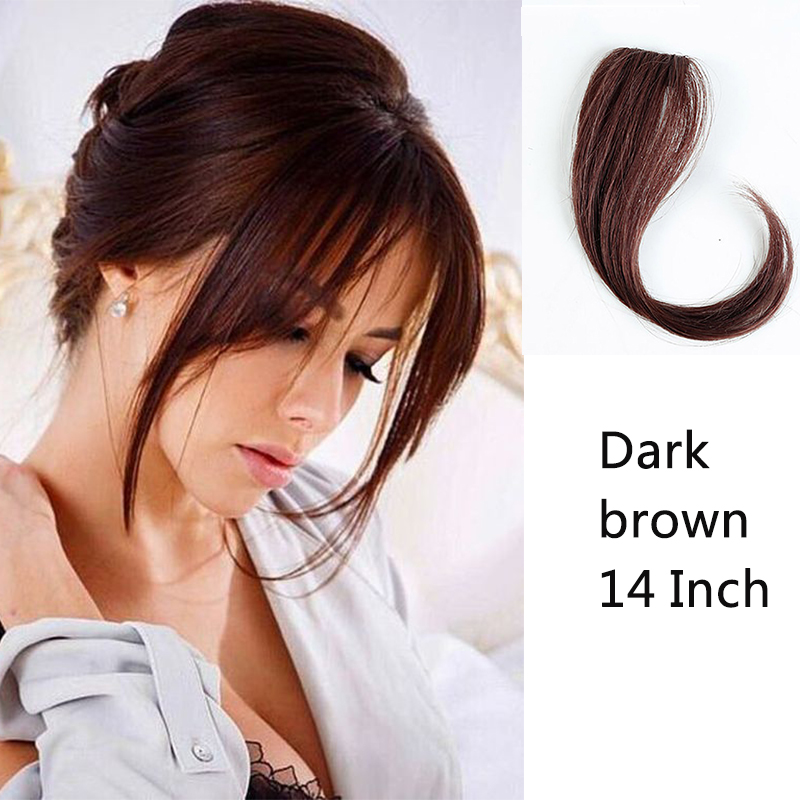 HOUYAN-perruque frange longue femme 25-30cm | clip de cheveux, frange frontale étendue, cheveux naturels: ZF1035-2I33 / 1 PC