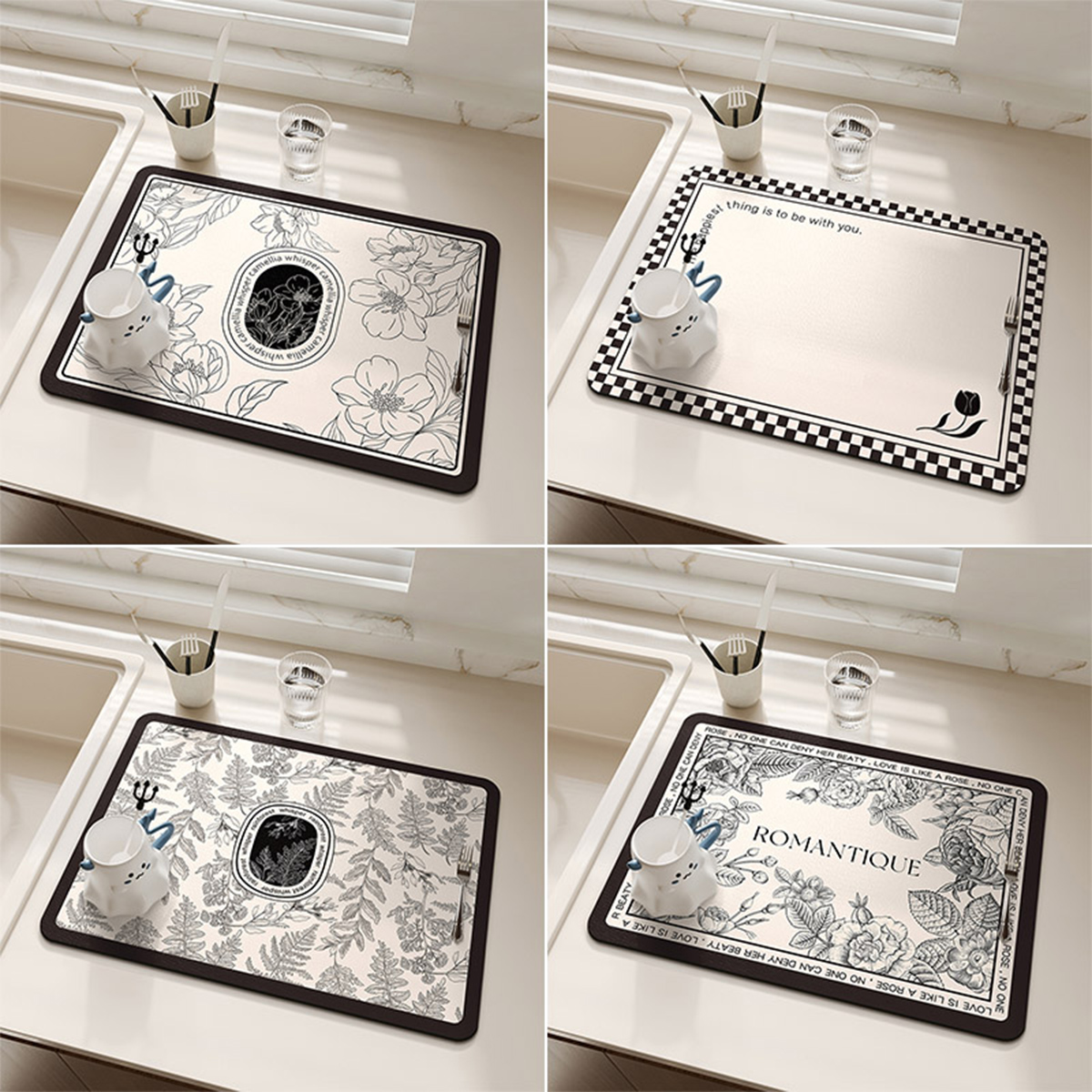 Super Absorbent Kitchen Dish Drying Mat Coffee Maker Mats Drain Pad Tableware Draining Pad Quick Dry Rug Dinnerware Placemat