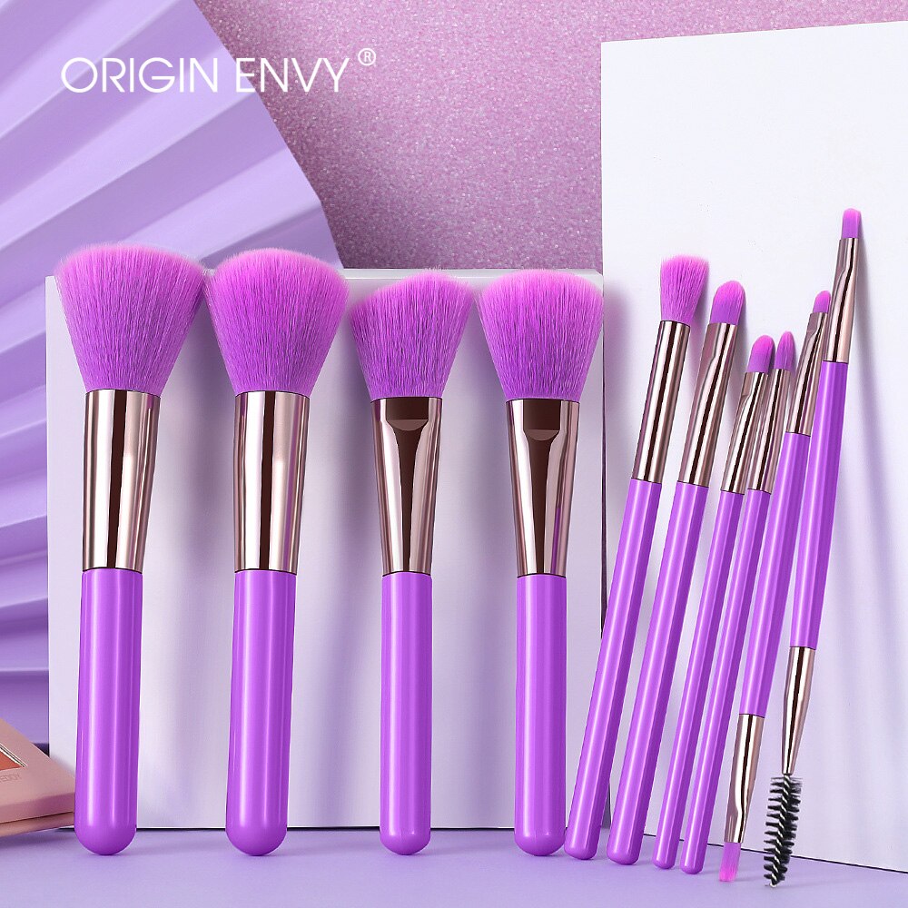Origin envy 10 stk sminkebørster verktøysett kosmetisk pudder øyenskygge foundation blush blending beauty make up brush maquiagem