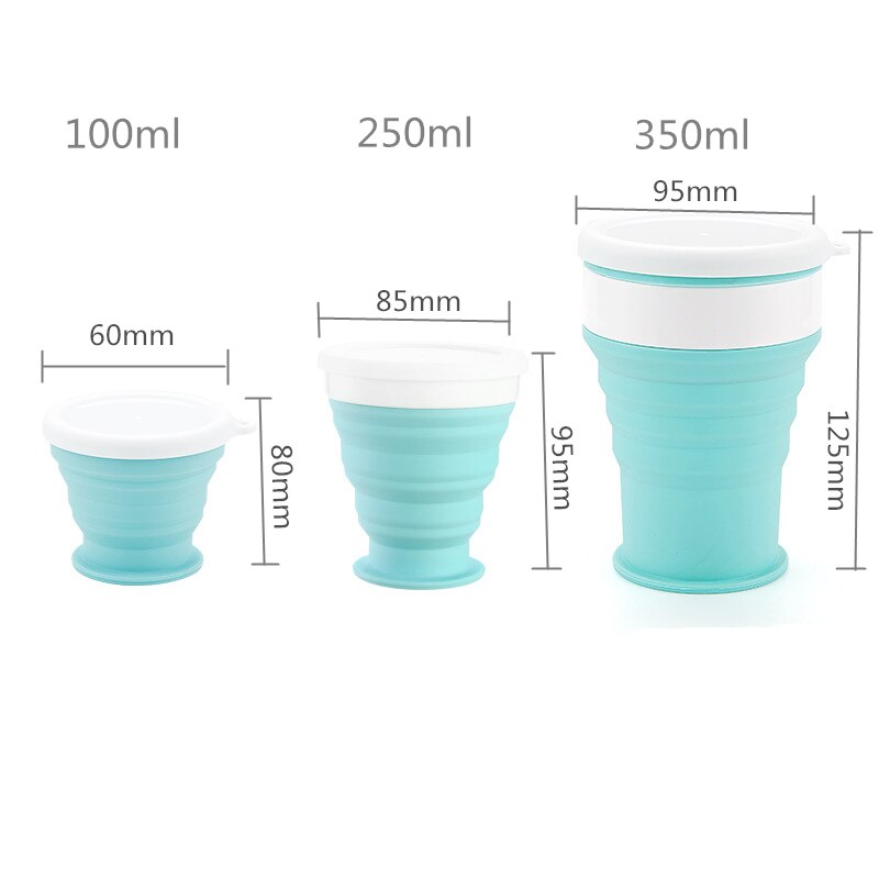 Taza plegable de silicona para niños y estudiantes, botella de agua de 350ml, libre de bebida deportiva al aire libre, taza de café