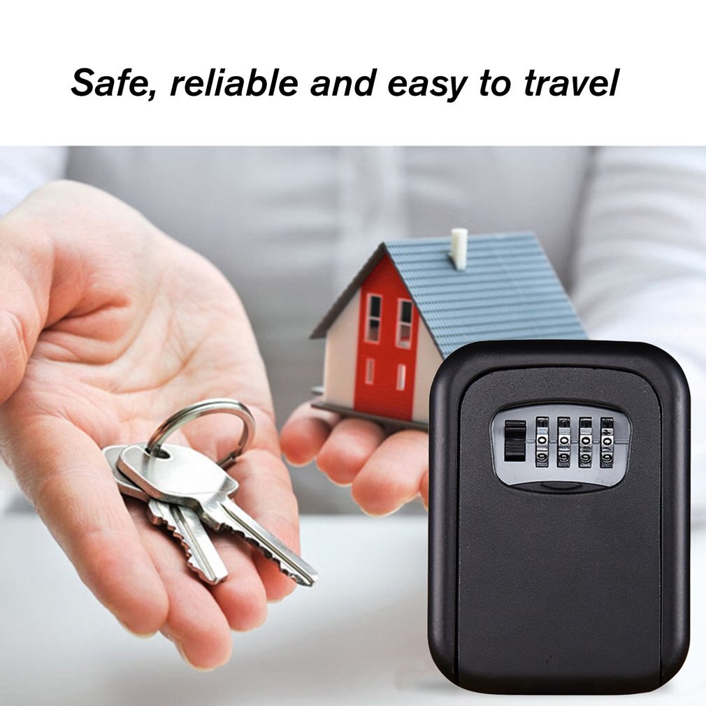 Alloy Code Lock Key Box Keysafe Password Security Code Lock Travel Security Padlock Key Storage Password Boxes: black