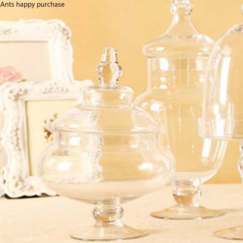 European Transparent Glass Storage Tank with Lid Household Glass Candy Jar Decorative Wedding Banquet Decorative Candy Bottle