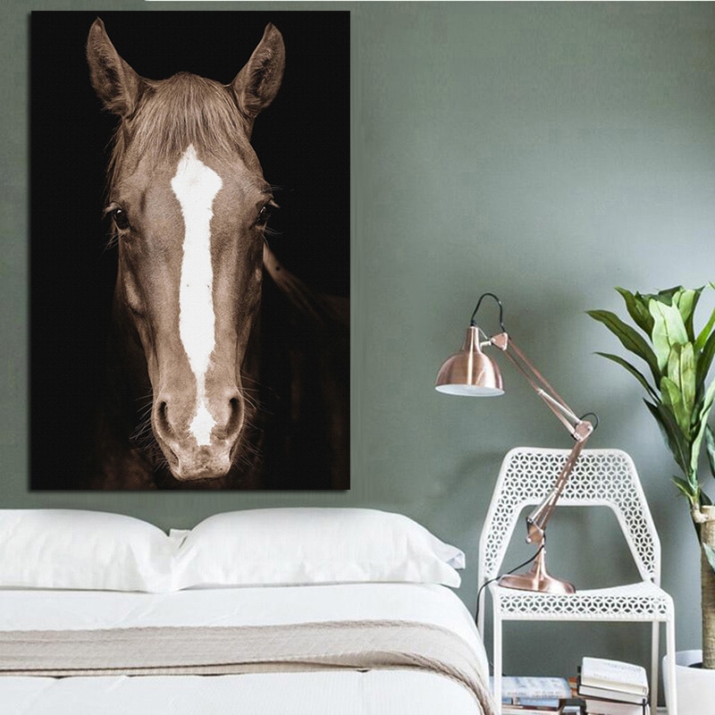 Wild Horse Head Black and White Posters and Prints Nordic Wall Art Scandinavian Canvas Paintings Wall Picture For Living Room