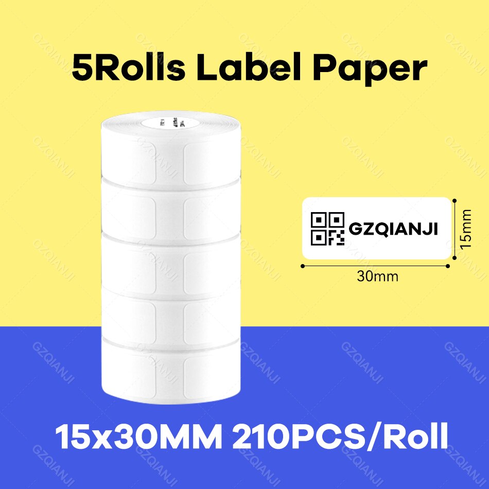 Niimbot-rollo de etiquetas adhesivas D110 D11, papel térmico directo, adhesivo fuerte, impresión transparente para impresora térmica de bolsillo: 5Rolls15x30mm