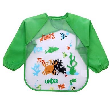 Leuke Cartoon Slabbers Lange Mouw Art Schort Dier Kiel Kinderen Bib Burp Kleding Zachte Voeden Eet Peuter Waterdichte Baberos: 8 pangxie