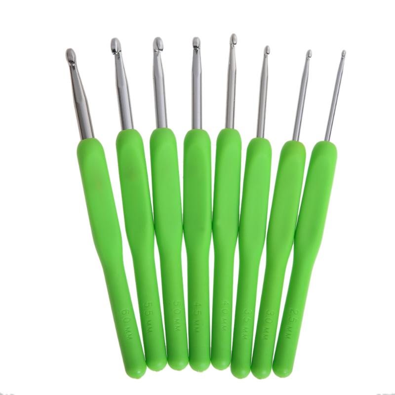 Conjunto de 8 unidades, gancho de ganchillo para manualidades de plástico de 2,5-6mm, manualidad de bordado con aguja para costura, Kit de manualidades, herramienta de telar, agujas de tejer: 05