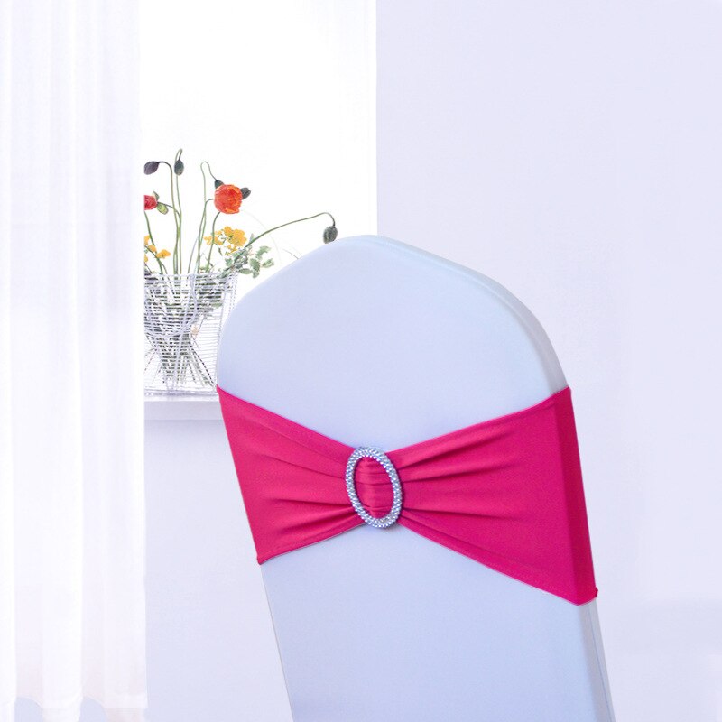 Elastische Spandex Stoel Bow Sash Stretch Lycra Stoel Sjerp Band Met Ronde Gesp Slider Voor Banket Hotel Bruiloft Decoratie