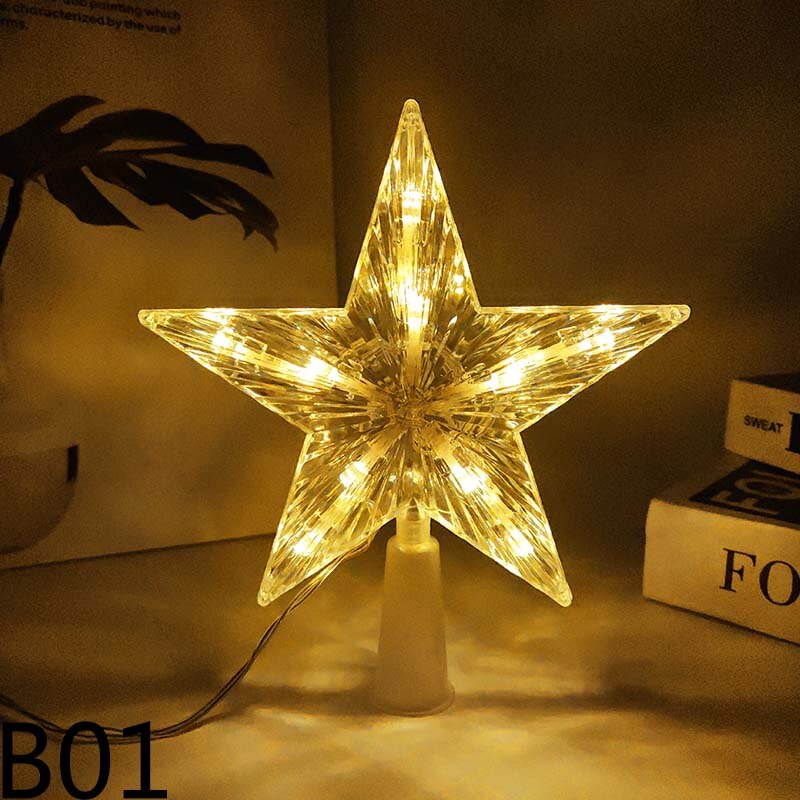 1 st 18/24.5cm julgran topp stjärna led ljus dekoration jul taklampa hem nattlampa dekor jul navidad: B01