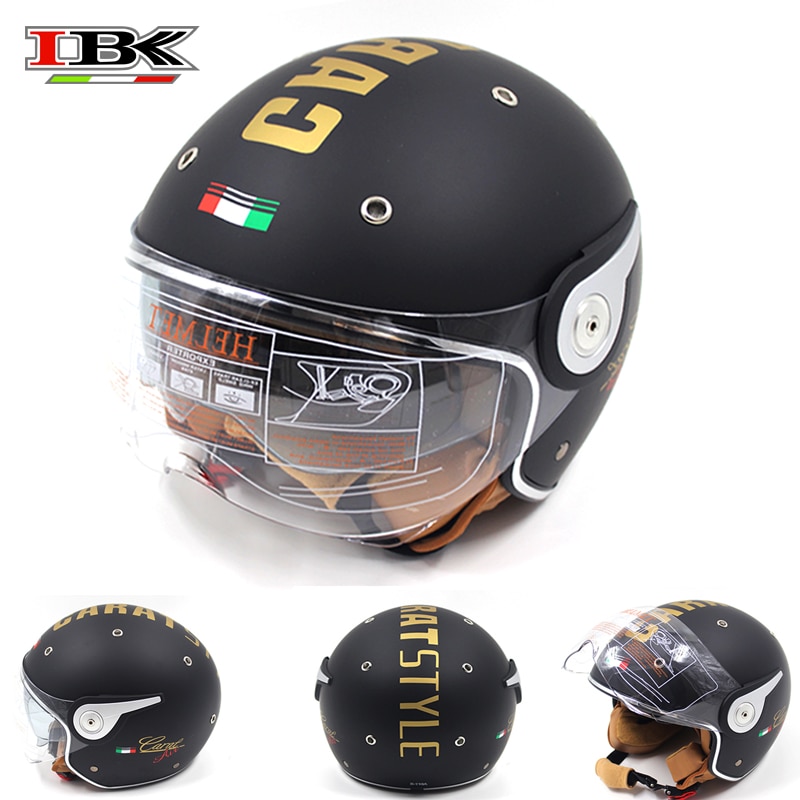 Ibk Motorhelmen Elektrische Fiets Scooter Casco Casque Unisex 3/4 Gezicht Anti-Uv Open Gezicht Dual Lens Vier Seizoen Helm