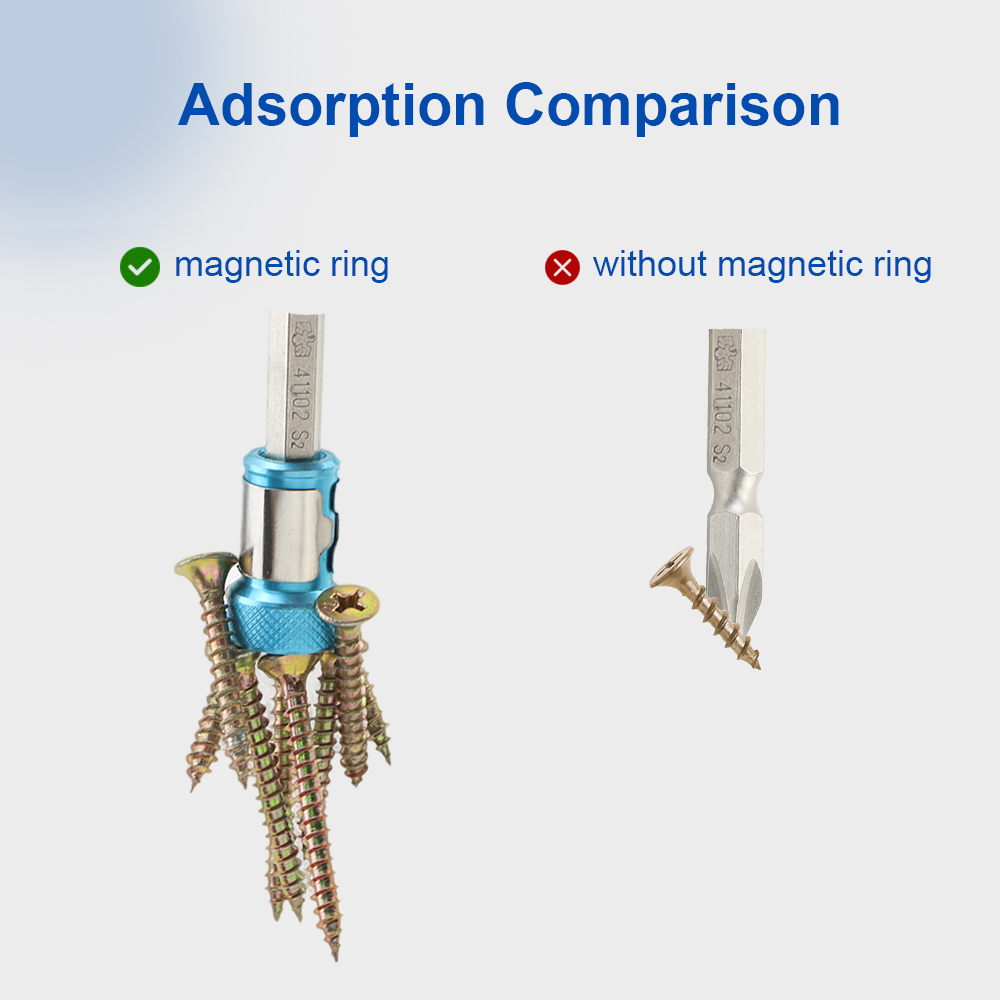 Magnetische schroefring Metalen bit Sterke magnetiseurringschroef Magnetische houders voor 1/4 inch/6,35 mm schroevendraaier Krachtige bits