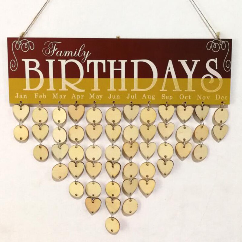 bricolage familles amis tenture murale calendriers décor anniversaire imprimé en bois calendrier maison suspendus décor bois calendrier: F