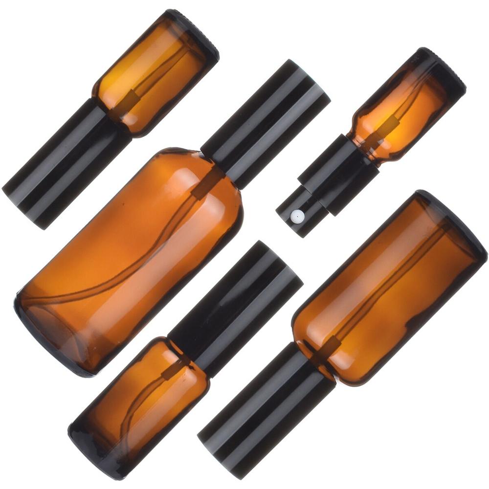 10pcs 5ml/10ml/15ml/ 20ml/30ml/50ml/100ml Refillable Press Pump Glass Spray Bottle Oils Liquid Container Perfume Atomizer Travel