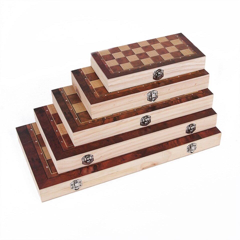 3 In 1 Wooden Foldable Chess Refined Workmanship Natural Environmental Protection Paint Travel Board Game: XL-39CM