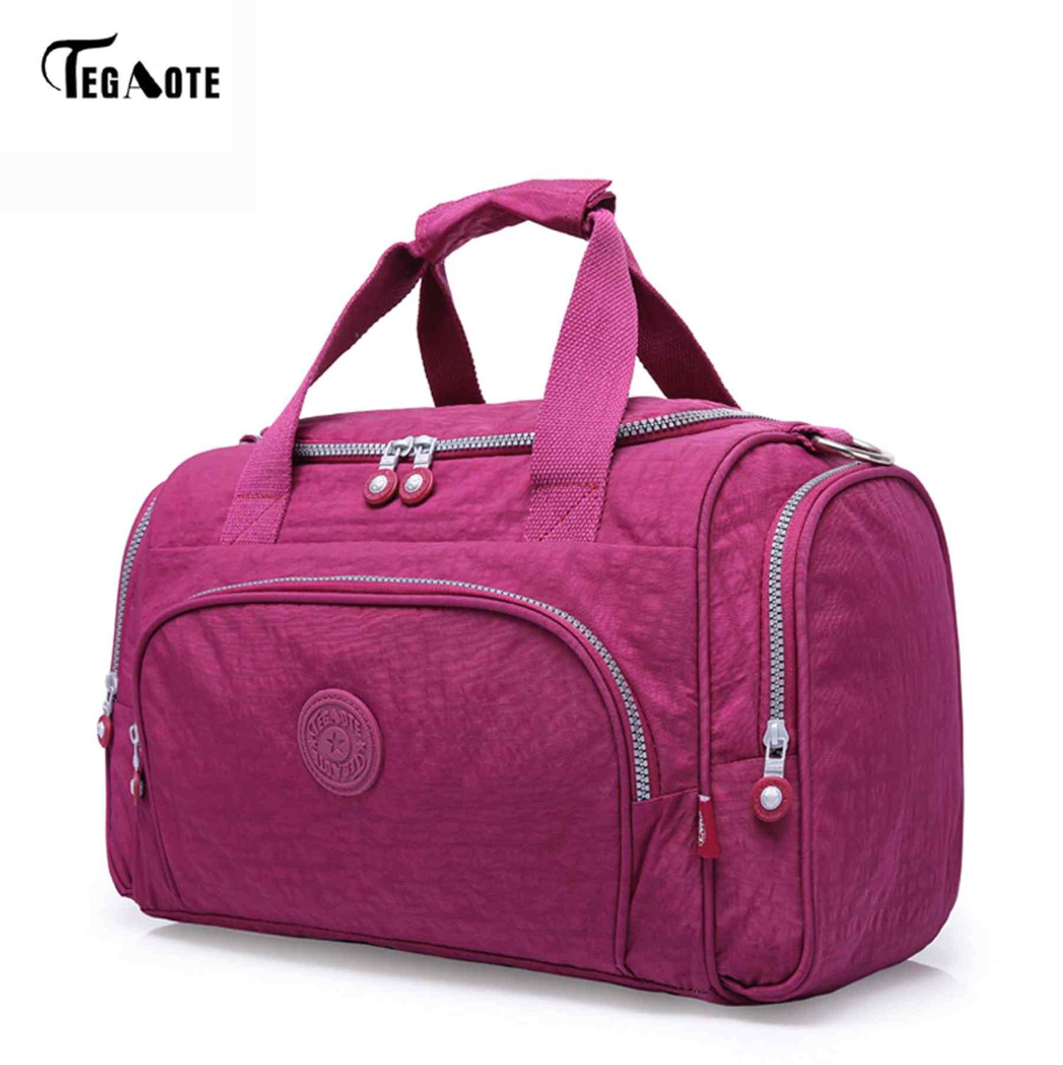 TEGAOTE Men's Travel Bag Zipper Luggage Travel Duffle Bag Latest Style Large Capacity Male Female Portable Travel Tote: Purple red