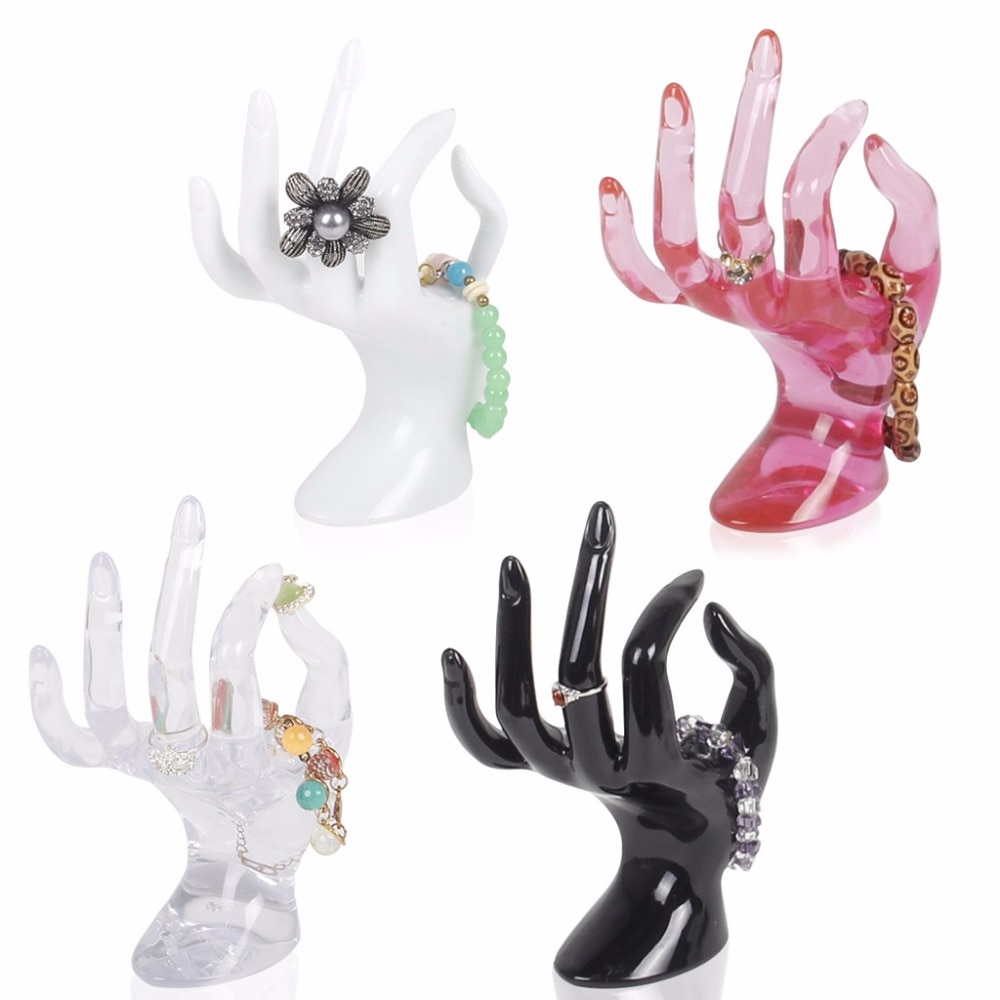 Javrik Mannequin Ok Hand Vinger Handschoen Ring Armband Sieraden Display Standhouder Zwart/Wit/Roze/Transparant