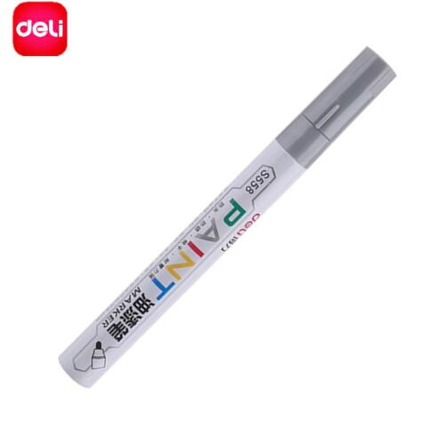 Deli 1 PCS Permanent Marker White Paint Marker Pens Assorted Colors Markers Stationery school & office Supplies Mark pen 8 color: Sliver S558-5