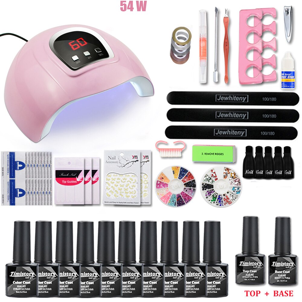 Super Nail Set Met 120W Nail Dryer Kiezen 20/10 Kleur Gel Nagellak Kit 35000Rpm Electric Nail Boor machine Manicure Set: 36W SUNX4 Set 2