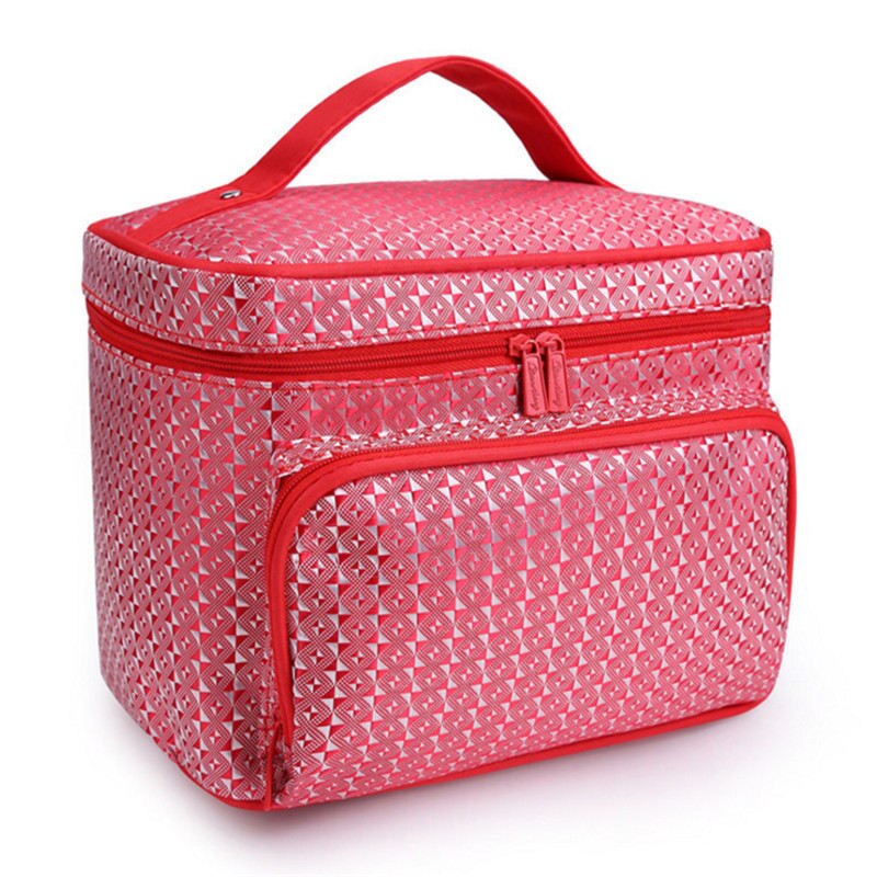 Make Up Bag Women Cosmetic Bag for Cosmetics Travel Organizer Toiletry kit female Makeup Bag and cases Large Toilet Necessaire: HW-Red