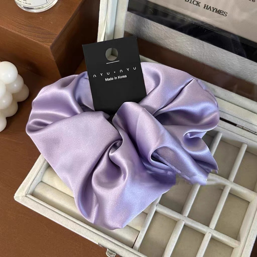 Coleteros de satén de gran tamaño, bandas elásticas para el cabello para mujeres y niñas, coleteros, lazos para el cabello de seda, accesorios para el cabello Chouchou grandes simples: Azul cielo