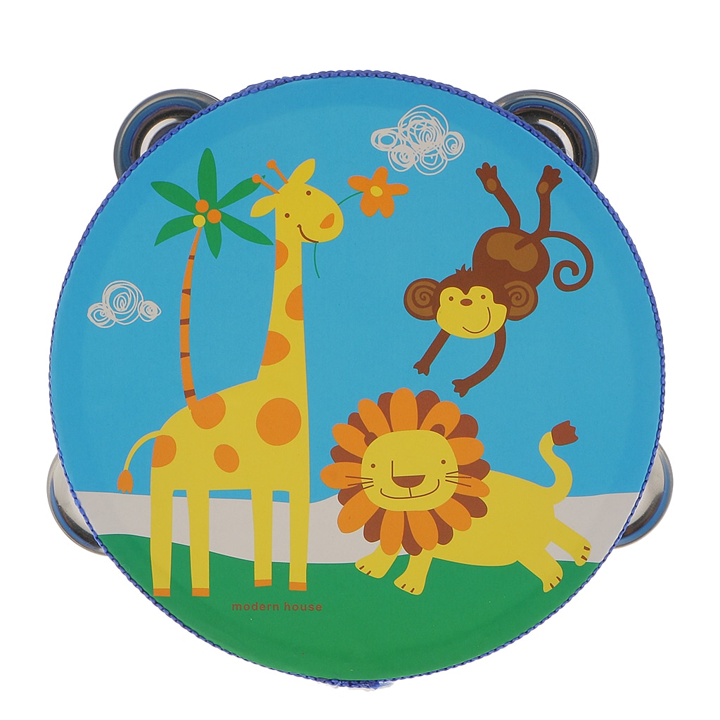 Pandereta de madera de una sola fila para bebé, juguete de percusión para niños pequeños, 6 pulgadas